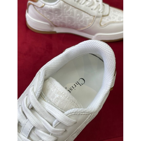 D*or one sneakers in white and gold oblique perforated calfskin