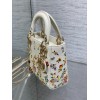 Dior Lady Dior Mini Bag in White Calfskin with Multicolor Small Flowers