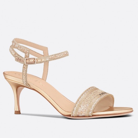 D*or dway heeled sandals in gold cotton with strass