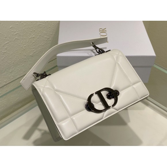 D*or 30 montaigne chain bag with handle in white lambskin