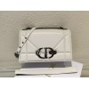 Dior 30 Montaigne Chain Bag With Handle In White Lambskin