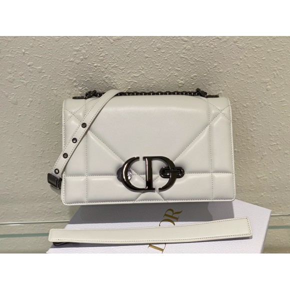 D*or 30 montaigne chain bag with handle in white lambskin