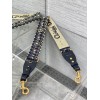 Dior Shoulder Strap with Ring in Blue Oblique Embroidery with Medallions