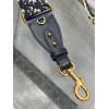 Dior Shoulder Strap with Ring in Blue Oblique Embroidery with Medallions