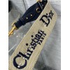 Dior Shoulder Strap with Ring in Blue Oblique Embroidery with Medallions