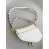 Dior Saddle Bag with Strap in White Grained Calfskin