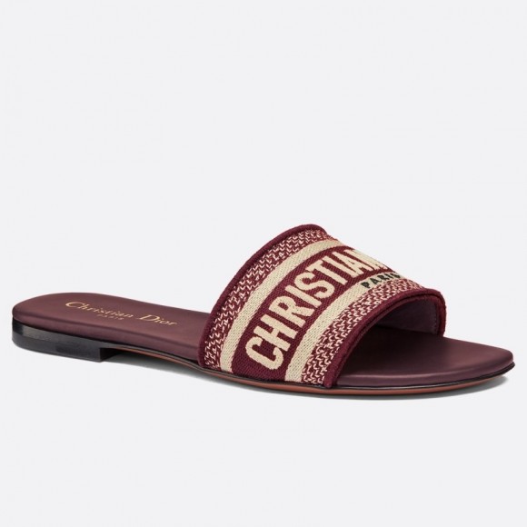 D*or dway slides in burgundy embroidered cotton