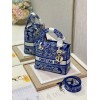 Dior Lady D-Lite Medium Bag In Fluorescent Blue Toile de Jouy Reverse Embroidery