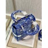 Dior Lady D-Lite Medium Bag In Fluorescent Blue Toile de Jouy Reverse Embroidery