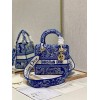 Dior Lady D-Lite Medium Bag In Fluorescent Blue Toile de Jouy Reverse Embroidery
