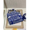 Dior Lady D-Lite Medium Bag In Fluorescent Blue Toile de Jouy Reverse Embroidery