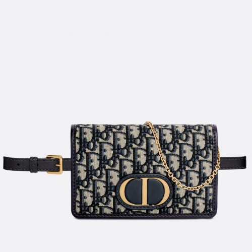 Dior 30 Montaigne 2 In 1 Belt Pouch In Blue Oblique Canvas