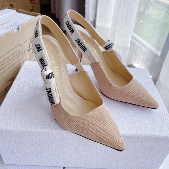 D*or j'aD*or slingback pumps 100mm in nudetechnical fabric