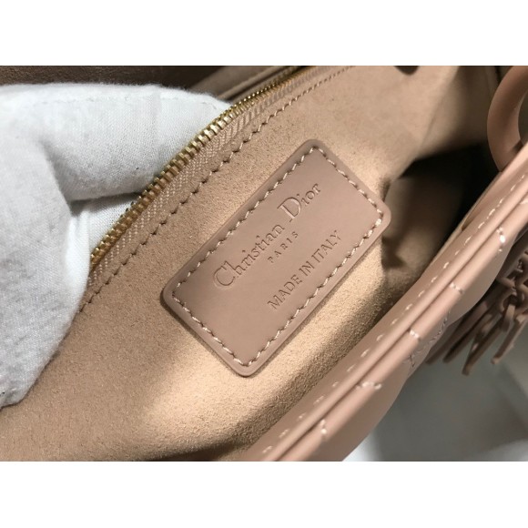 D*or lady D*or large bag in blush ultramatte cannage calfskin