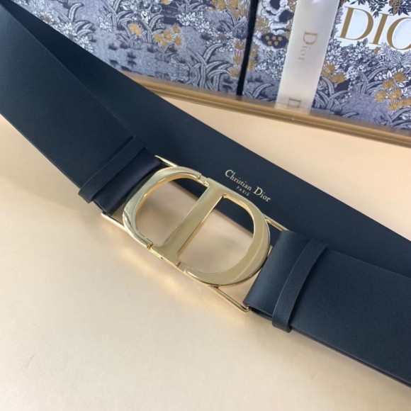 D*or 30 montaigne 40mm belt in black smooth calfskin