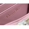 Dior Lady Dior Voyageur Small Coin Purse in Pink Lambskin