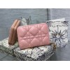 Dior Lady Dior Voyageur Small Coin Purse in Pink Lambskin