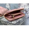 Dior Lady Dior Voyageur Small Coin Purse in Pink Lambskin