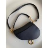 Dior Saddle Bag with Strap in Black Grained Calfskin