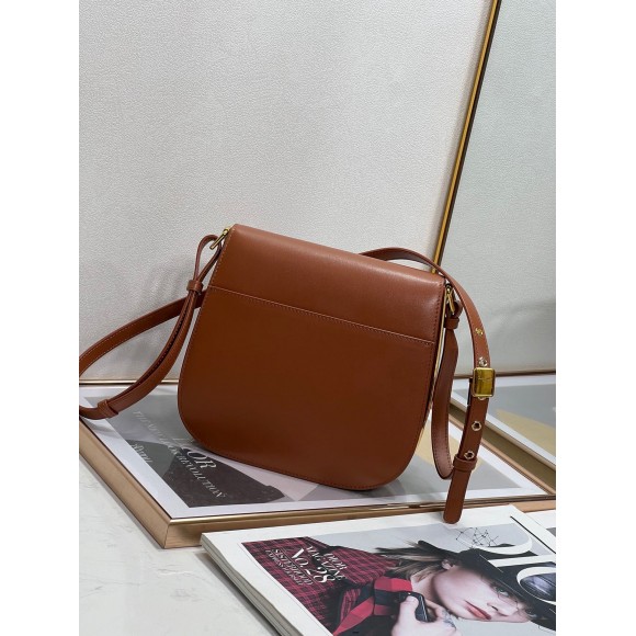 D*or bobby frame bag in brown box calfskin