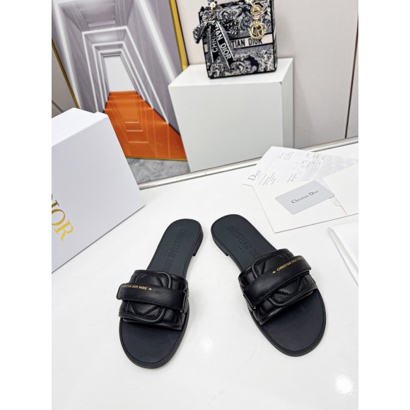 D*or dio(r)evolution slide sandals in black calfskin