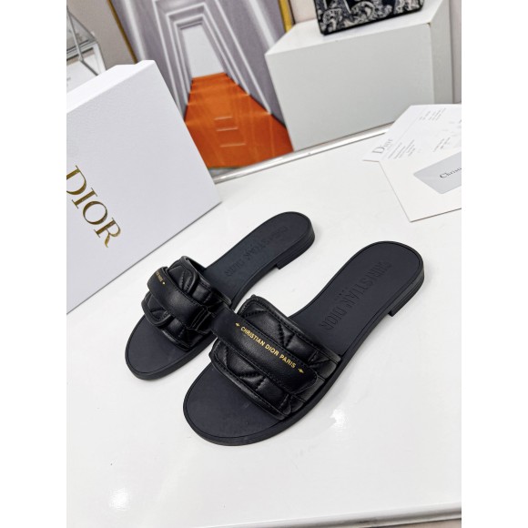 D*or dio(r)evolution slide sandals in black calfskin