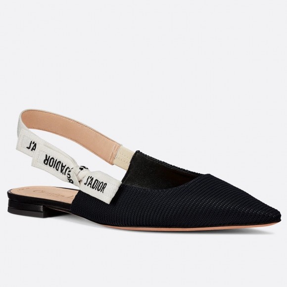 D*or j'aD*or slingback ballerina flats in black technical canvas