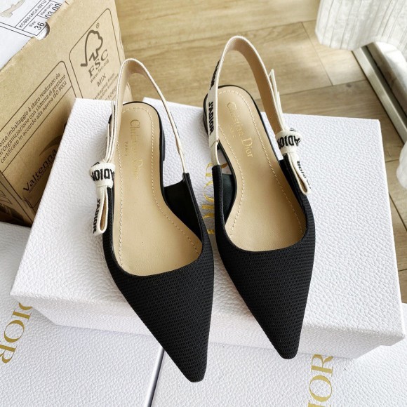 D*or j'aD*or slingback ballerina flats in black technical canvas