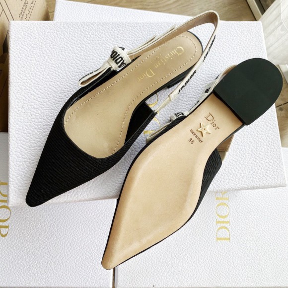 D*or j'aD*or slingback ballerina flats in black technical canvas