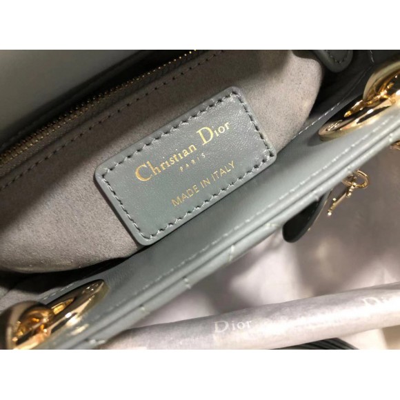 D*or lady D*or mini bag with chain in grey cannage lambskin