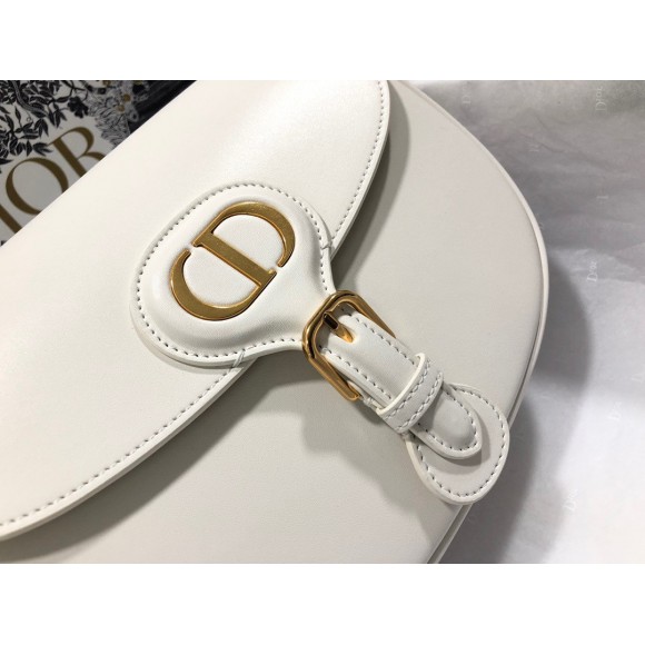 D*or bobby medium bag in white box calfskin