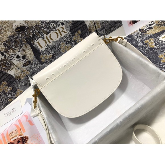 D*or bobby medium bag in white box calfskin