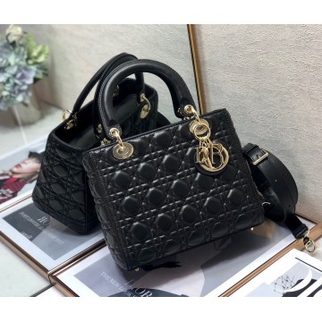 Dior Lady Dior Medium Bag In Black Cannage Lambskin Dior Lady Dior Medium Bag In Black Cannage Lambskin