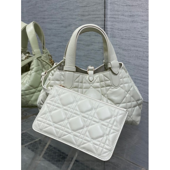 D*or toujours small bag in white macrocannage calfskin