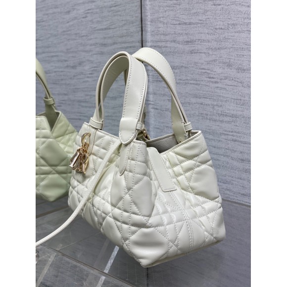 D*or toujours small bag in white macrocannage calfskin