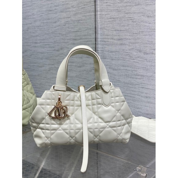 D*or toujours small bag in white macrocannage calfskin