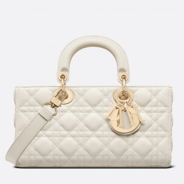 Dior Lady D-Joy Medium Bag In White Cannage Lambskin Dior Lady D-Joy Medium Bag In White Cannage Lambskin