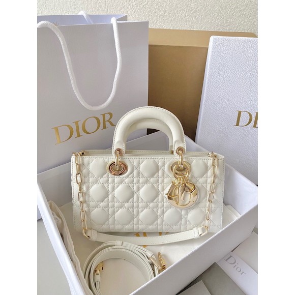 D*or lady d-joy medium bag in white cannage lambskin