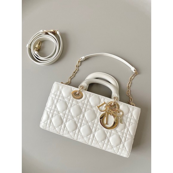 D*or lady d-joy medium bag in white cannage lambskin