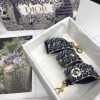 Dior Shoulder Strap in Blue Oblique Embroidery with Medallions