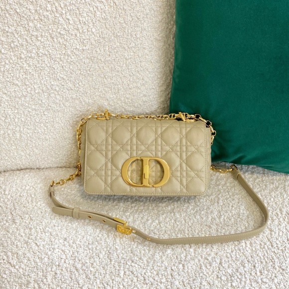 D*or caro small bag in beige cannage calfskin