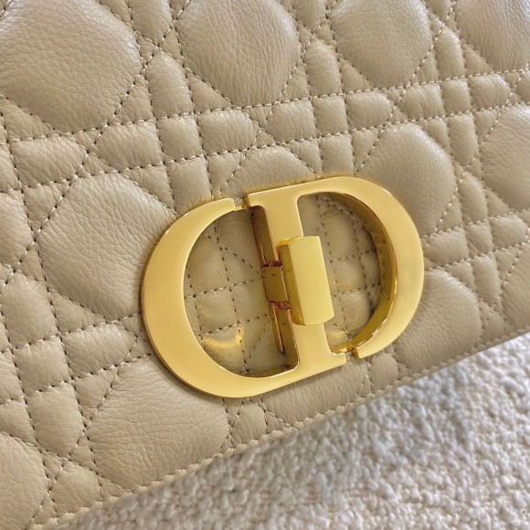 D*or caro small bag in beige cannage calfskin