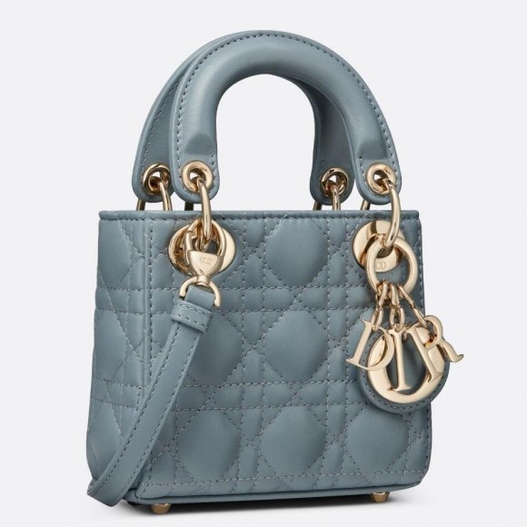 D*or lady D*or micro bag in blue cannage lambskin