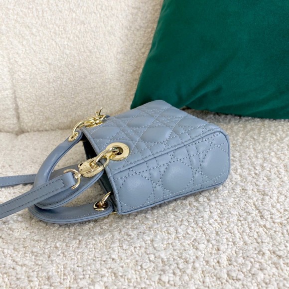 D*or lady D*or micro bag in blue cannage lambskin