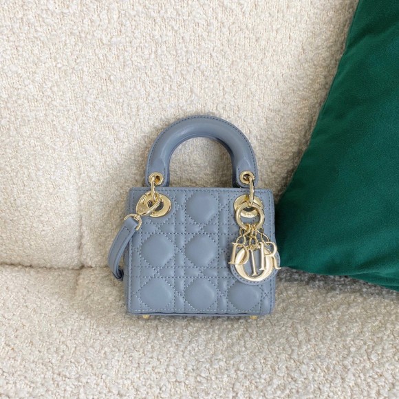 D*or lady D*or micro bag in blue cannage lambskin