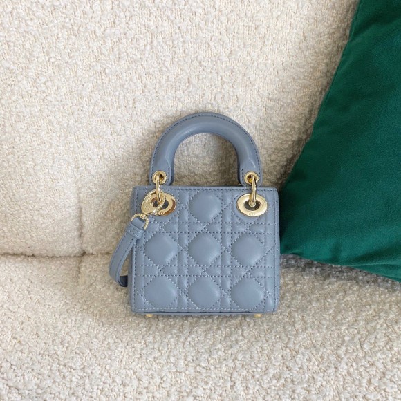 D*or lady D*or micro bag in blue cannage lambskin