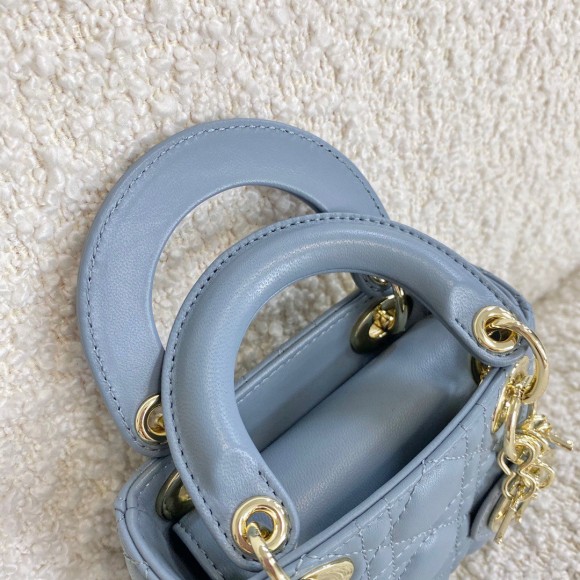 D*or lady D*or micro bag in blue cannage lambskin