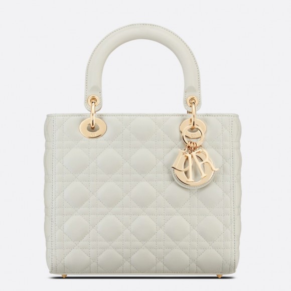 D*or lady D*or medium bag in white cannage lambskin