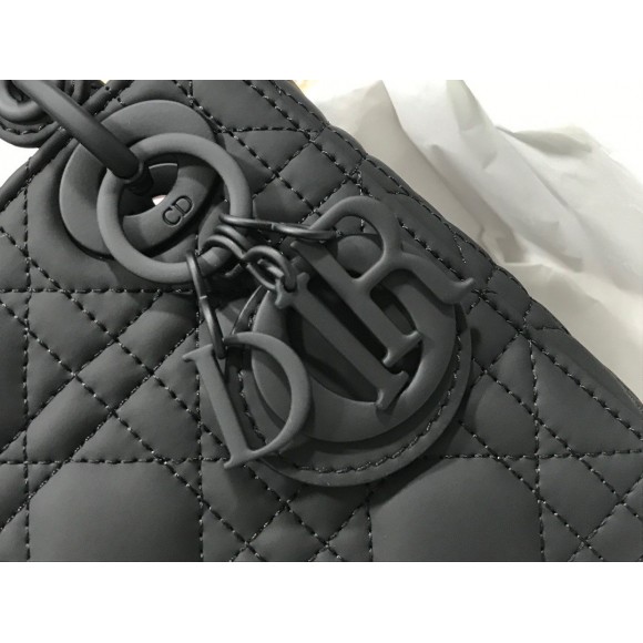 D*or lady D*or mini chain bag in black ultramatte calfskin