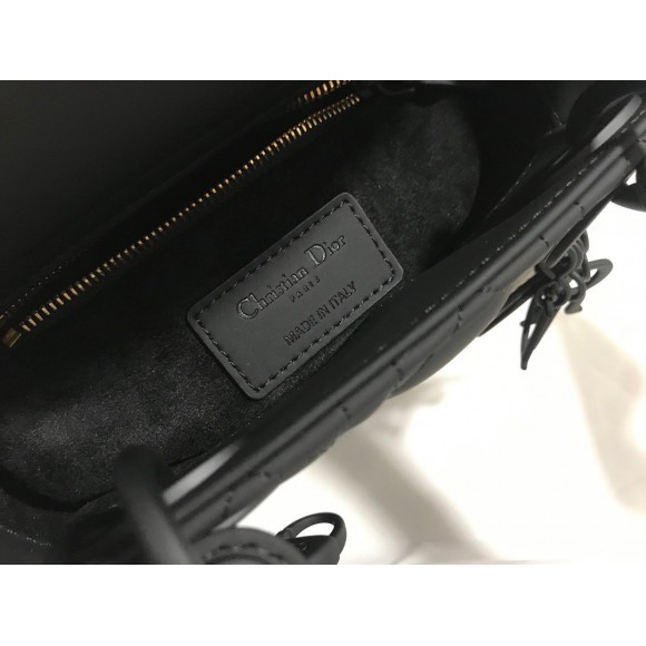 D*or lady D*or mini chain bag in black ultramatte calfskin